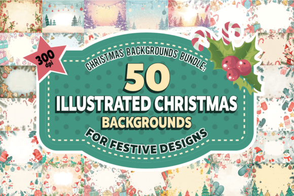 50 Illustrated Christmas Backgrounds PNG Review