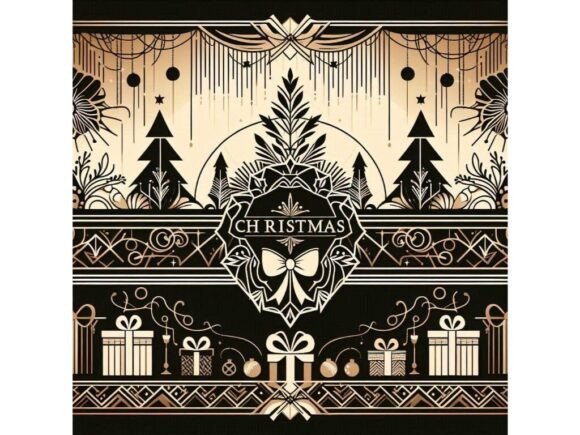 Art Deco Christmas Banner: Elegant Illustrations