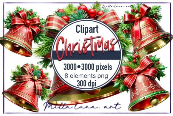 Christmas Bell Red Decor: Festive Illustrations
