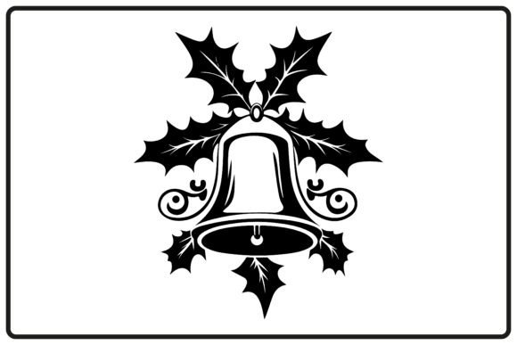 Christmas Bell with Holly Branch Illustrations