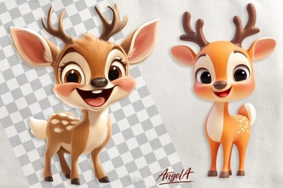 Christmas Cartoon Clipart, Deer Illustrations Review