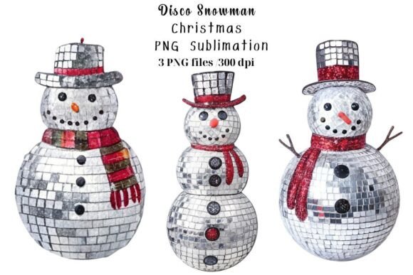 Christmas Disco Snowman PNG Sublimation Illustrations