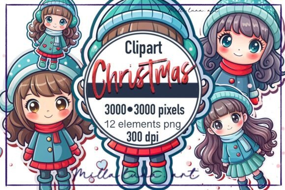 Christmas Doll Winter Girl Gifts: Cute Illustrations