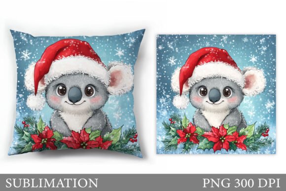 Christmas Koala Pillow Sublimation Illustrations
