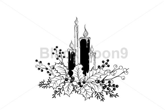 Composition with Christmas Candles Illustrations