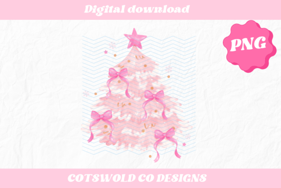 Coquette Pink Christmas Tree PNG: Illustrations for Blogs