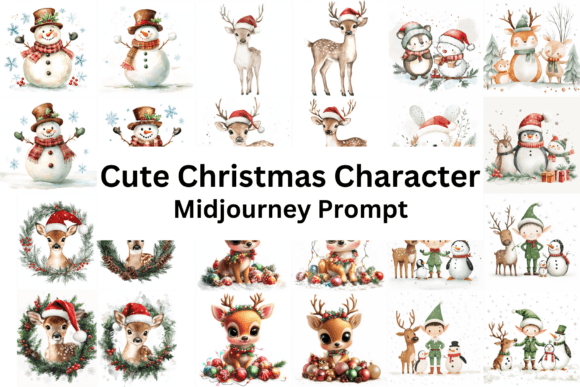 Cute Christmas Characters Sublimation Illustrations