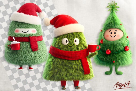 Cute Christmas Tree Clipart: Festive Illustrations