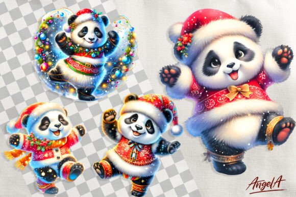 Cute Panda Bear PNG: Festive Illustrations