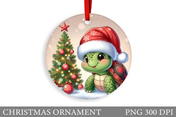 Cute Turtle Christmas Ornament: Festive Illustrations