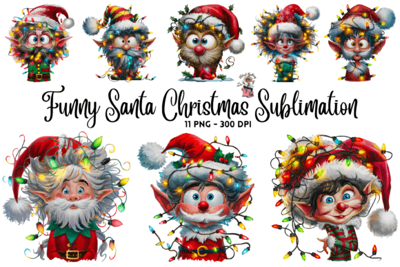 Funny Santa Illustrations for Sublimation