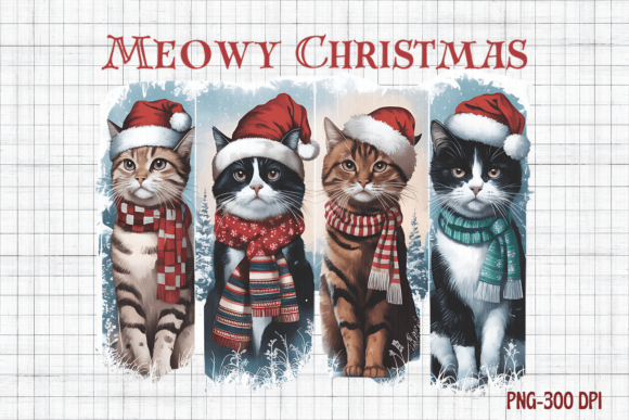 Meowy Christmas Vintage Png Illustrations Review