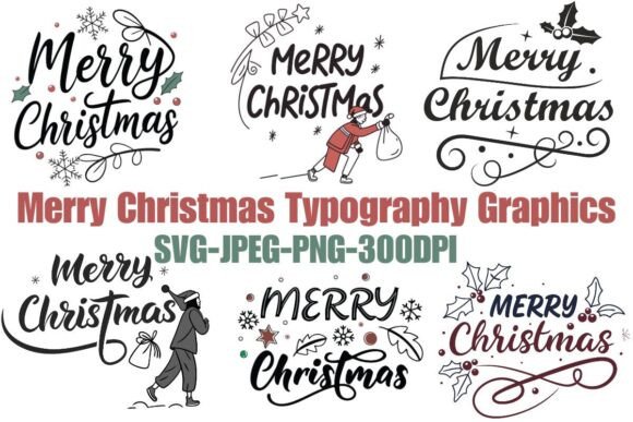 Merry Christmas Typography Graphics: Editorial Illustrations