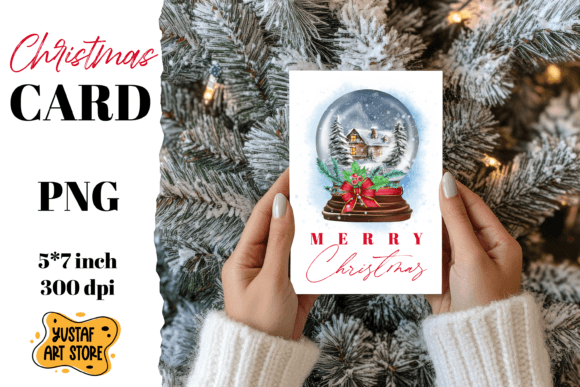 Review: Christmas Card.Snow Globe Card Printable Illustrations