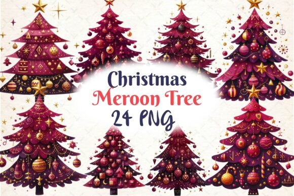 Review: Christmas Meroon Tree Clipart PNG for Embroidery