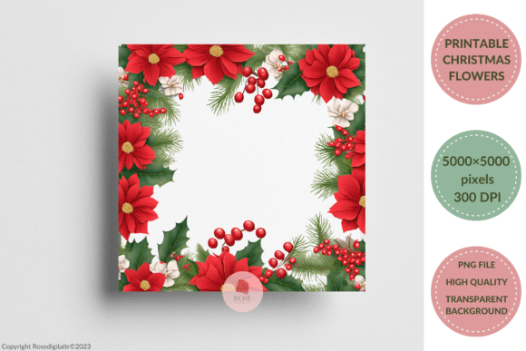 Review: Printable Christmas Flowers Clipart 11-5 Illustrations
