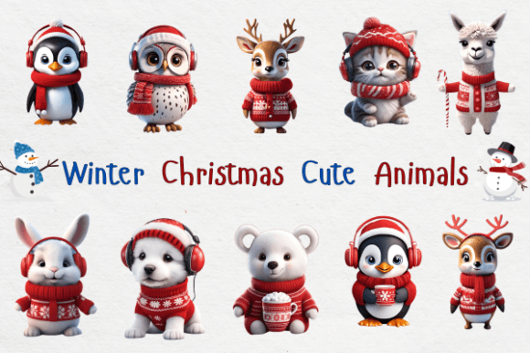 Reviewing Christmas Cute Animals PNG Bundle Illustrations