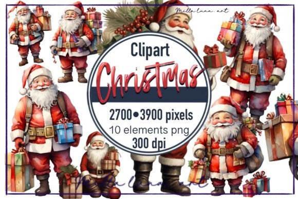 Reviewing Christmas Santa New Year Gifts PNG Illustrations