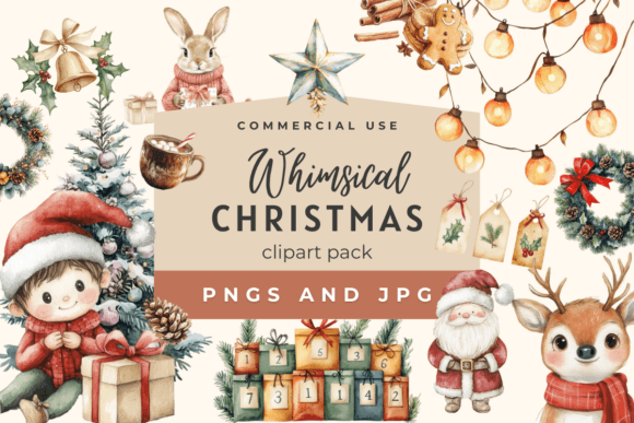 Reviewing Whimsical Christmas Watercolor Clipart for Stitching