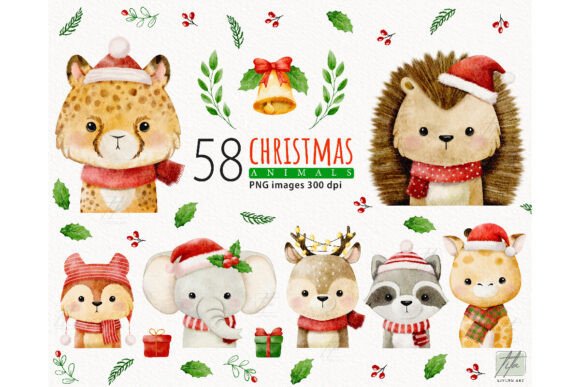 Watercolor Christmas Animal Illustrations Review